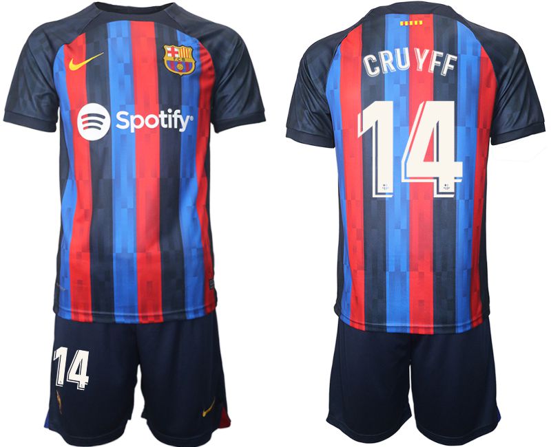 Men 2022-2023 Club Barcelona home blue 14 Soccer Jersey